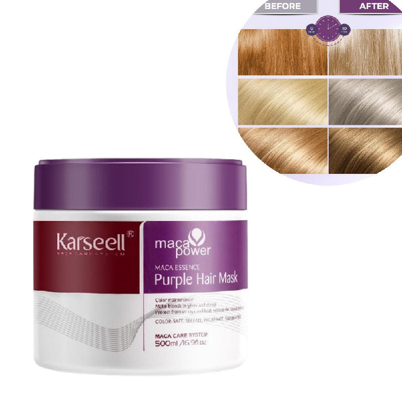 MASCARILLA CAPILAR MORADA MATIZADORA NEUTRALIZADORA DE AMARILLOS E HIDRATANTE PROFUNDA KARSEELL 500ML