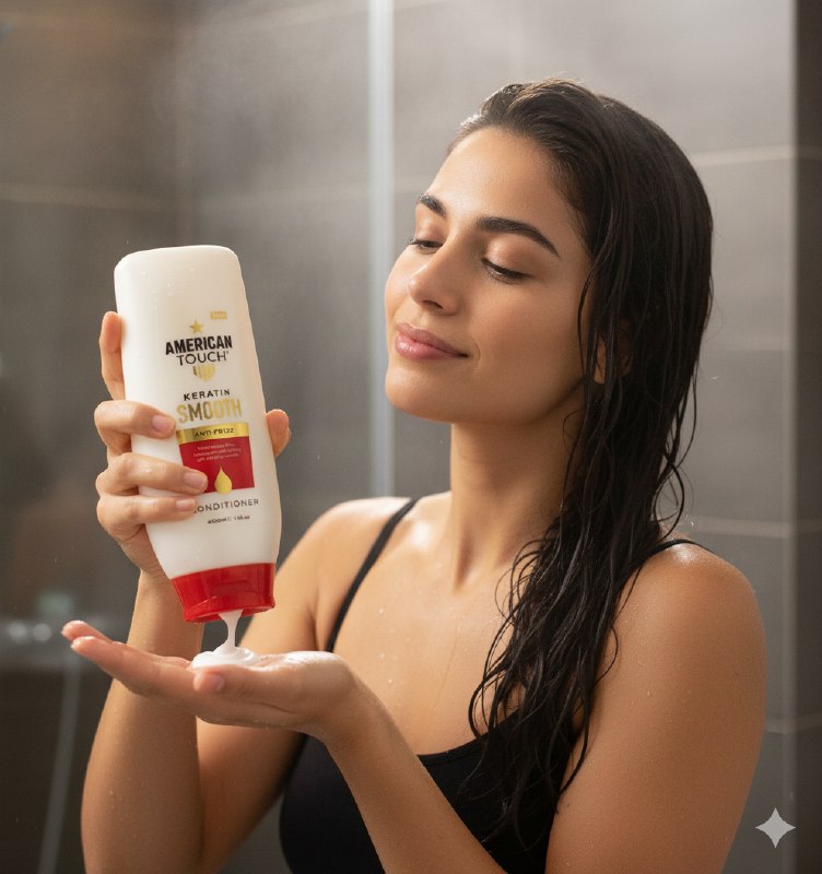 ACONDICIONADOR CON QUERATINA QUE REDUCE EL FRIZZ AMERICAN TOUCH 400ML