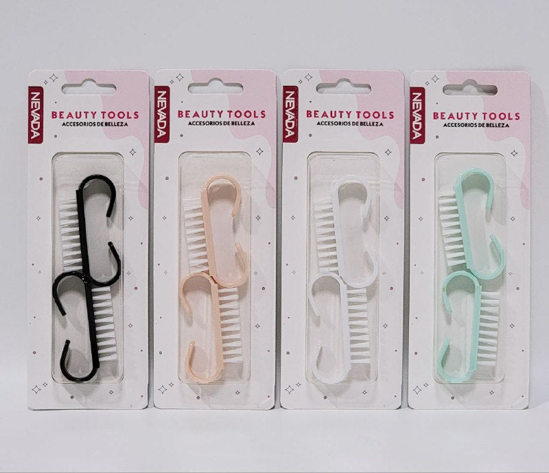 CEPILLO PLASTICO PARA LAVADO DE UÑAS EN SET DE 2UND, O PARA RETIRAL POLVO DESPUES DE PULIR, ACCESORIOS DE BELLEZA NEVADA BEAUTY