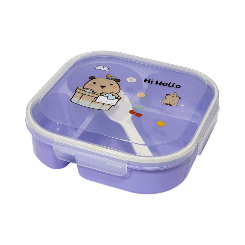 RECIPIENTE PANA PARA ALIMENTOS INFANTIL DE 4 COMPARTIMIENTOS CON TENEDOR BENELI HOME 21X21X6CM