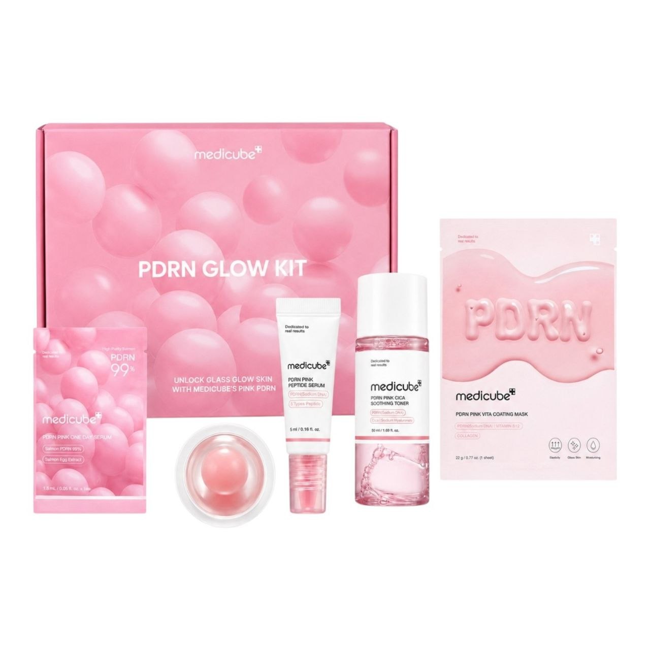KIT DE CUIDADO FACIAL CON PDRN PEPTIDOS Y COLAGENO MEDICUBE 5 PIEZAS