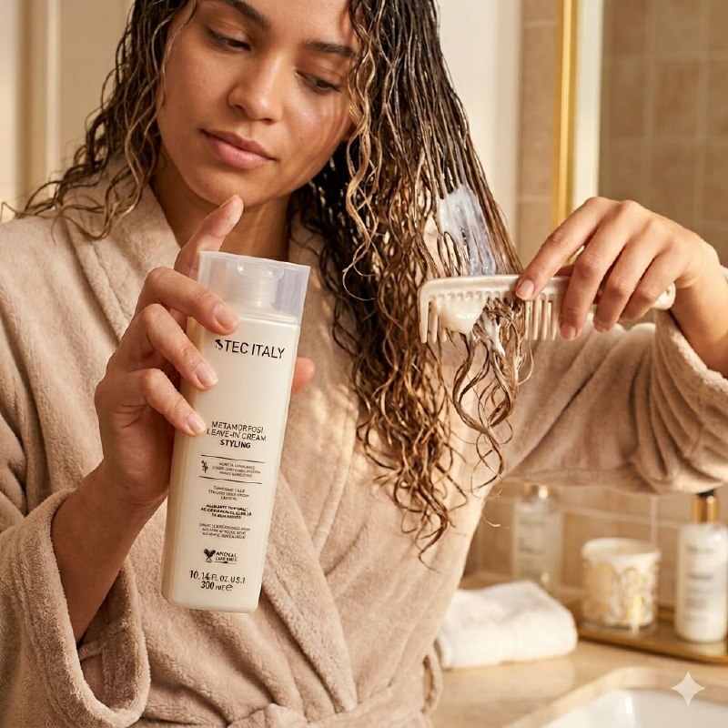 CREMA DE PEINAR PARA EL CONTROL DE FRIZZ Y ALISADO TEMPORAL CON PROTECCION TERMICA TEC ITALY 300ML