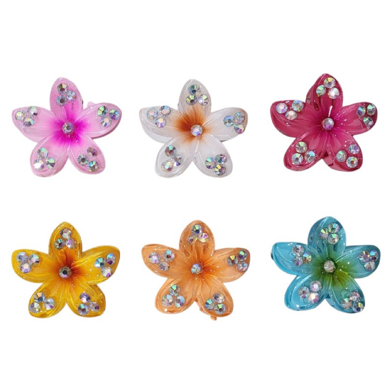 GANCHO PARA EL CABELLO DE DISEÑO DE FLOR HAWAIANA, PINZAS DE SUJECION FUERTE, ACCESORIO PARA EL CABELLO PAQUETE DE 12UND 6X5CM