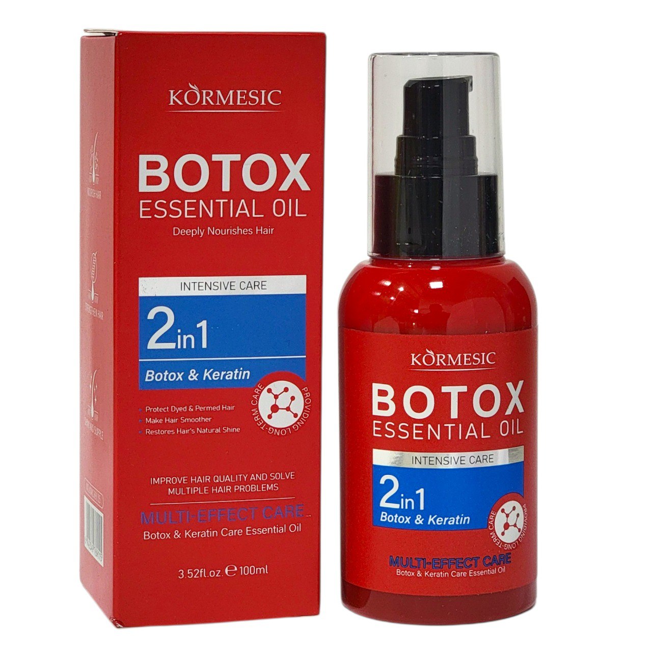 ACEITE PARA EL CABELLO DE BÓTOX Y QUERATINA 2 EN 1 KORMESIC 100ML