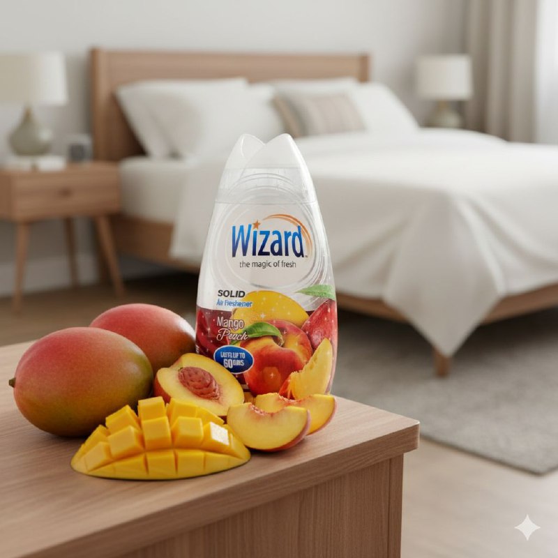 AMBIENTADOR AROMATIZANTE DE GEL SOLIDO DE MANGO Y MELOCOTON WIZARD 221G