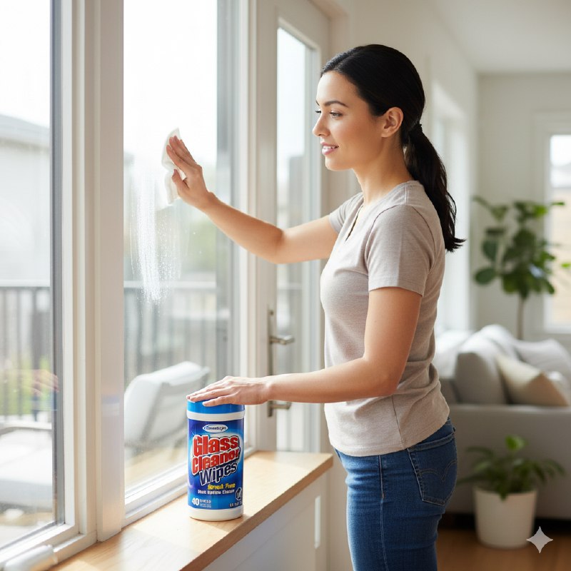 TOALLITASS HUMEDAS LIMPIADORAS PARA CRISTALES Y SUPERFICIES 40UND HOMEBRIGHT