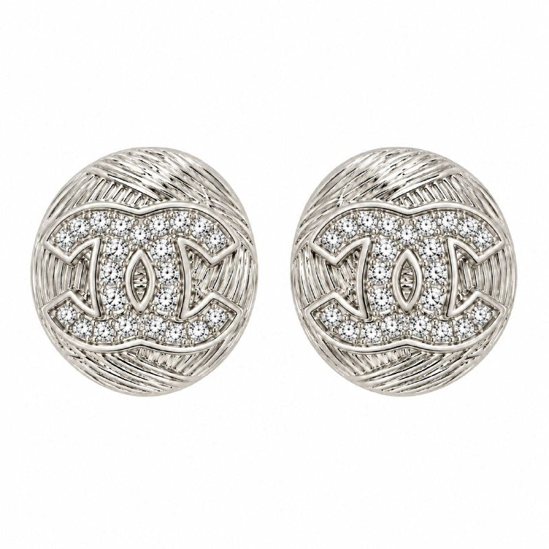 ARITOS DE ENCHAPE PARA DAMA CON DISEÑO DE CHANEL 1.6CM