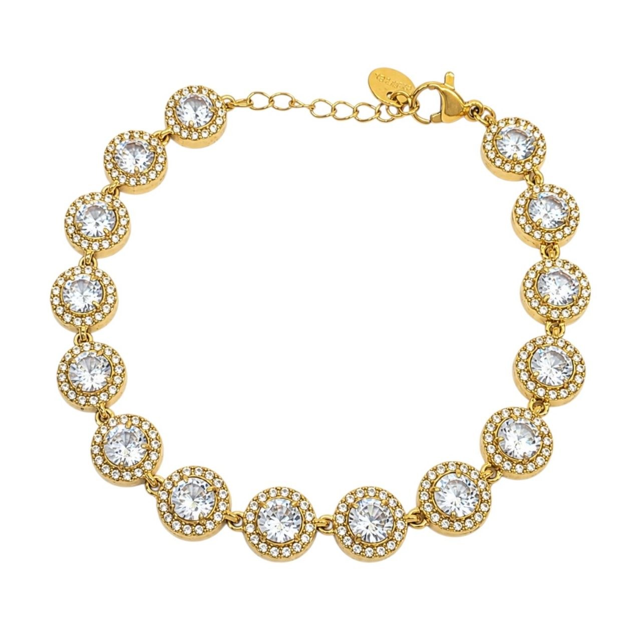 PULSERA DE ENCHAPE PARA DAMA CON DISEÑO DE PIEDRAS BLANCAS