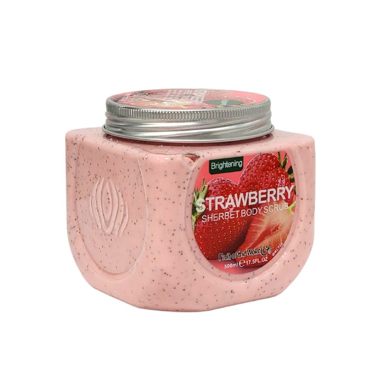 CREMA CORPORAL EXFOLIANTE DE SORBETE DE FRES QUE SUAVIZA Y DA BRILLO A LA PIEL, ELIMINANDO MANCHAS OSCURAS FRUIT OF THE WOKALI 500ML