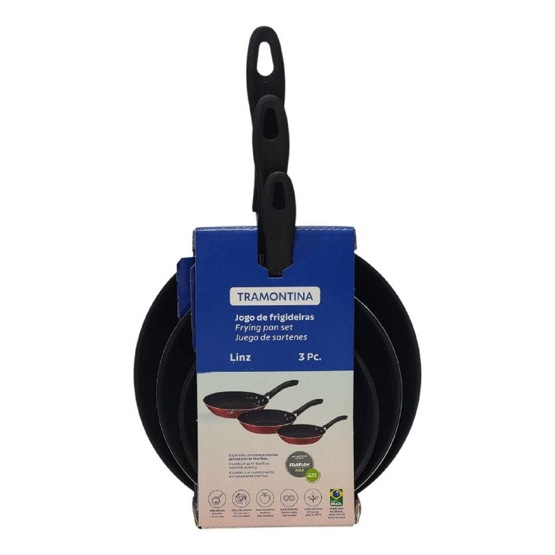 JUEGO DE SARTENES ANTIADHERENTES DE ALUMINIO DE 3PCS STARFLON TRAMONTINA 16CM, 20CM, 24CM