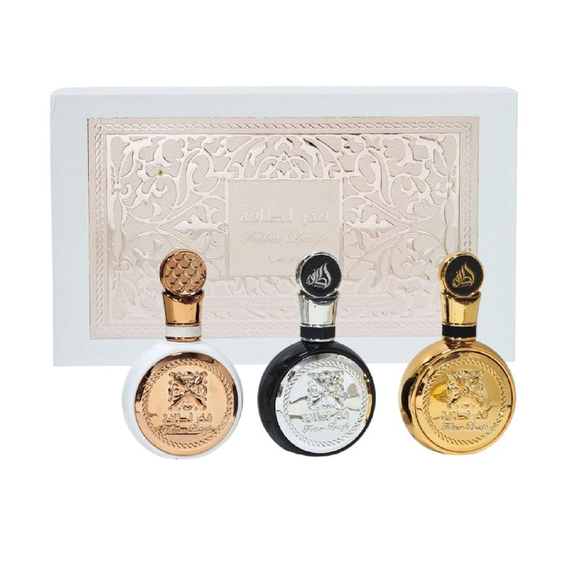 SET DE 4 MINI PERFUME ARABE ECONÓMICO FAKHAR LATTAFA PRIDE OF LATTAFA EDP 3X50ML