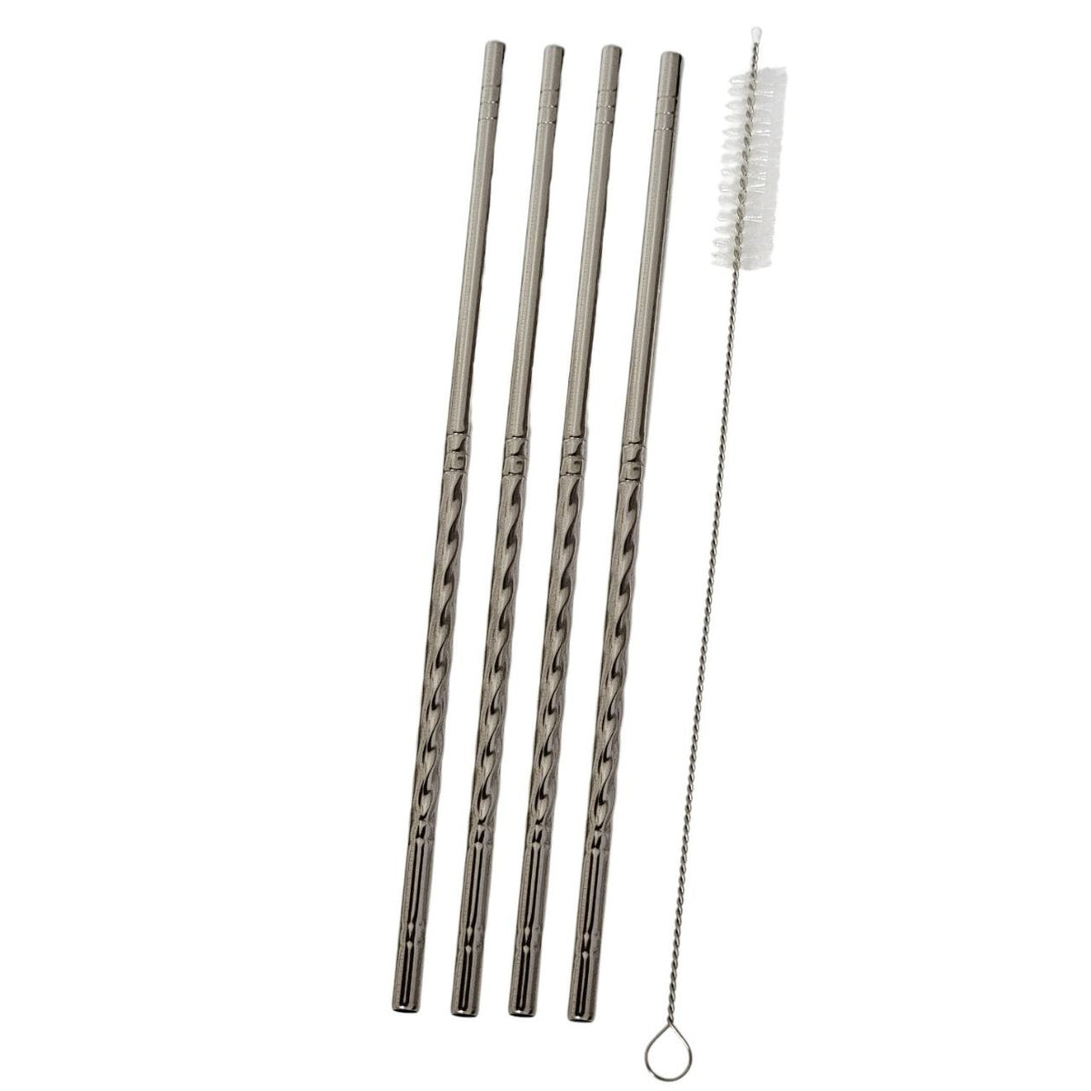 SET DE PAJILLAS REUTILIZABLES DE ACERO INOXIDABLE KIT ECO-CONSCIENTE PARA COCTELERÍA Y BEBIDAS FRÍAS STAINLESS 4 PAJILLAS RECTAS + 1 CEPILLO DE LIMPIEZA