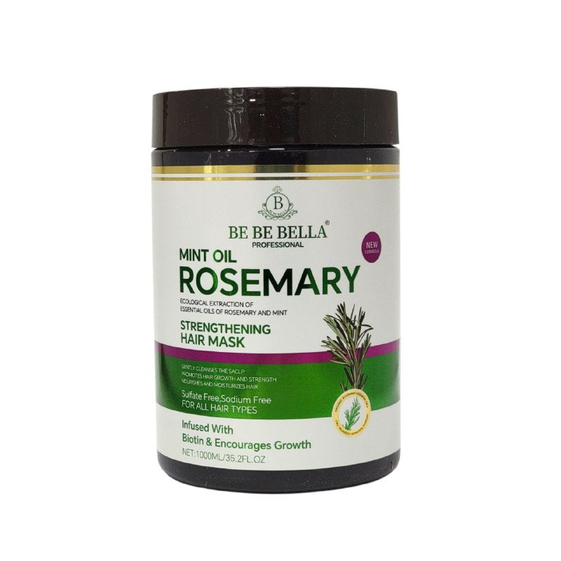 MASCARILLA PARA EL CABELLO FORTALECEDORA DE ACEITE DE MENTA Y ROMERO BE BE BELLA 1000ML