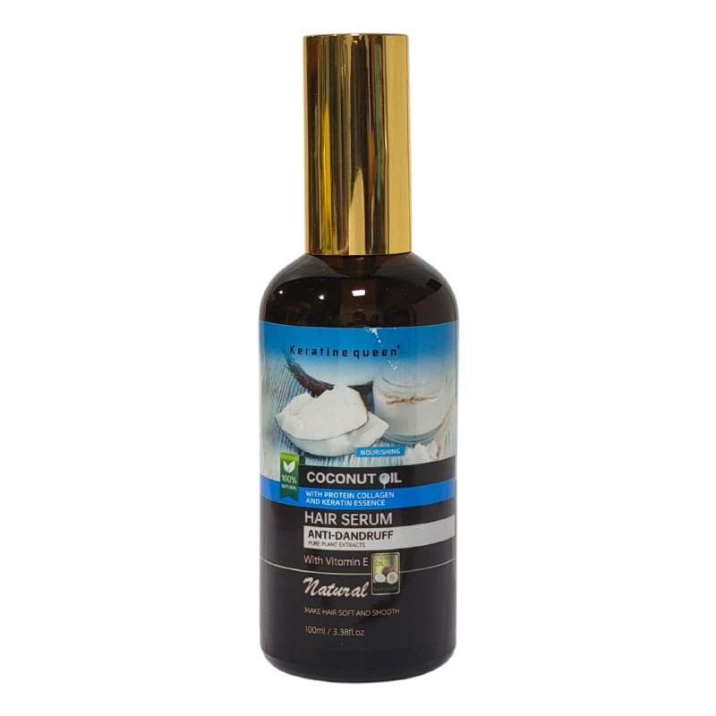 SUERO PARA EL CABELLO ANTICASPA CON ACEITE DE COCO QUERATINA Y COLAGENO KERATINE QUEEN 100ML