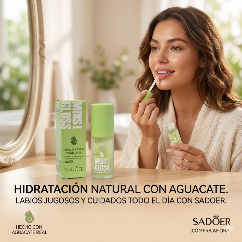 BRILLO LABIAL ACEITE NUTIRTIVO, HIDRATANTE Y REPARADOR DE AGUACATE Y VITAMINA E SADOER 4.5G