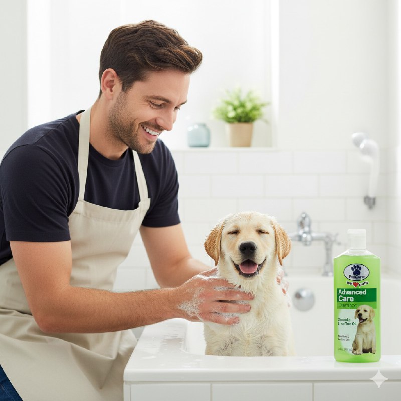 SHAMPOO PARA PERROS CALMANTE CON ACEITE DE ARBOL DE TE Y CITRONELA PETCARE 414ML