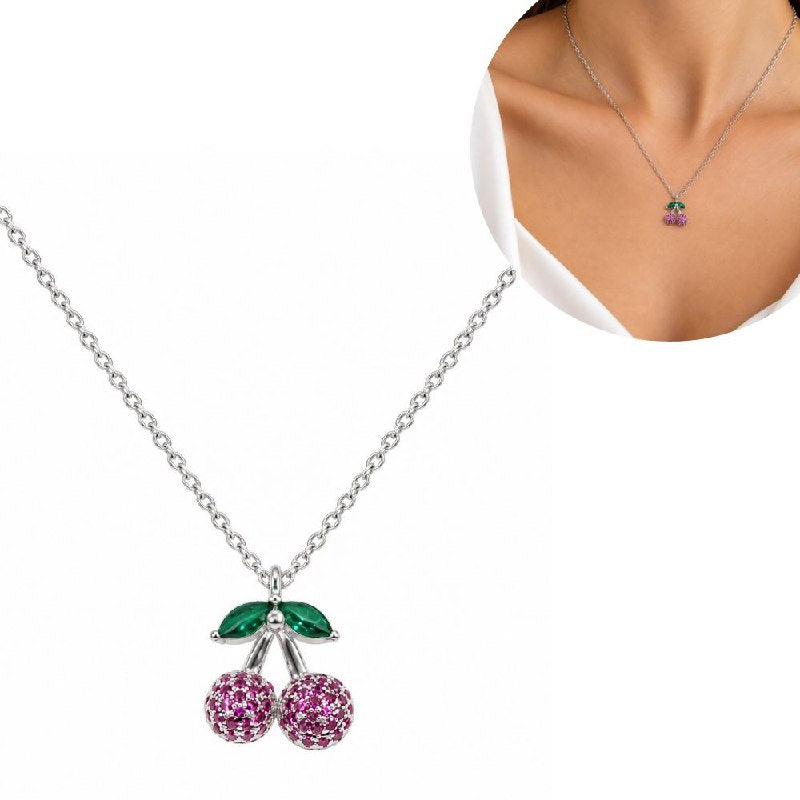 DIJE DE PLATA 9.25 CON DISEÑO DE CEREZA 1CM Y 3.2G