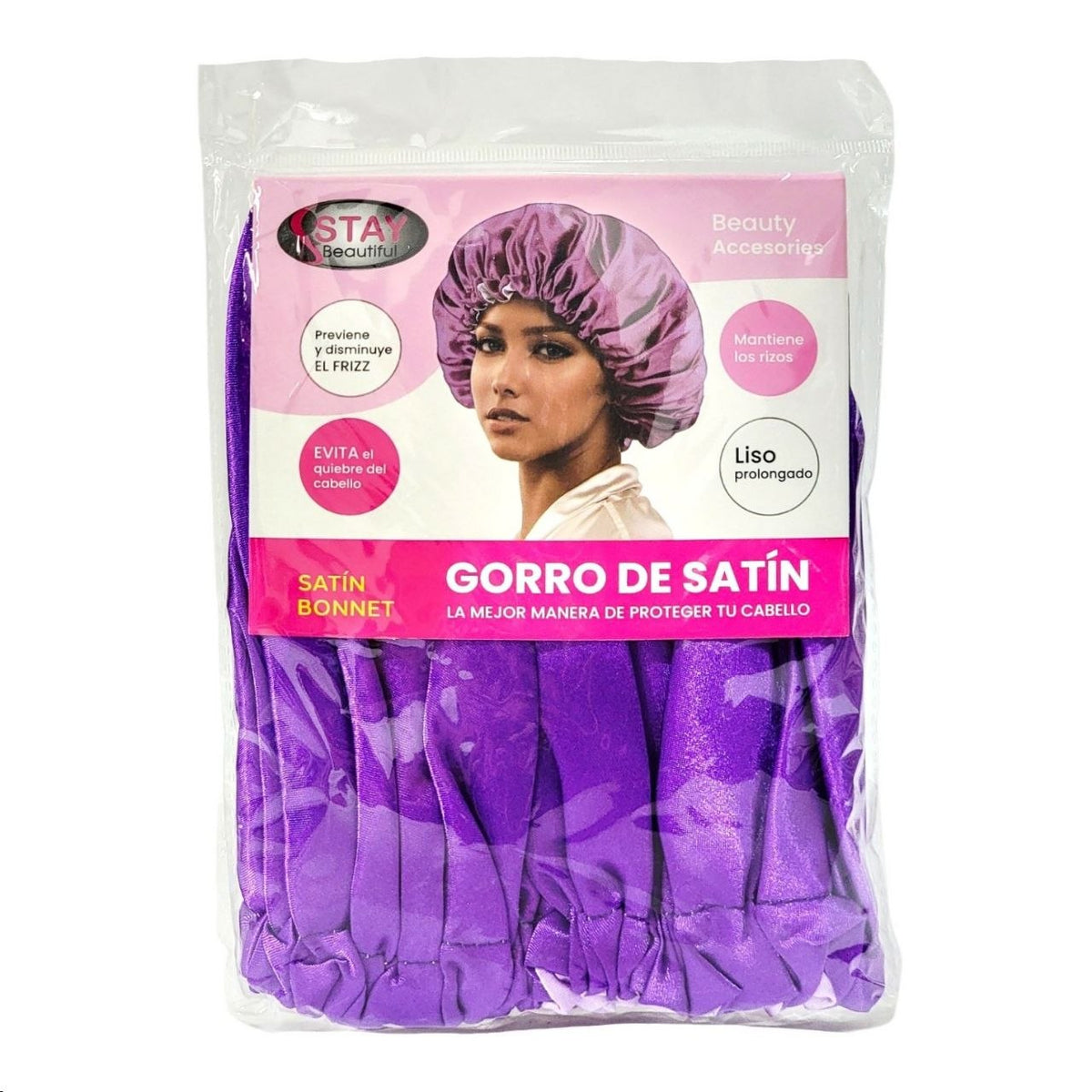 GORRO DE SATÍN EVITA EL QUIEBRE DEL CABELLO, MANTIENE LOS RIZOS, LISO PROLONGADO STAY BEAUTIFUL