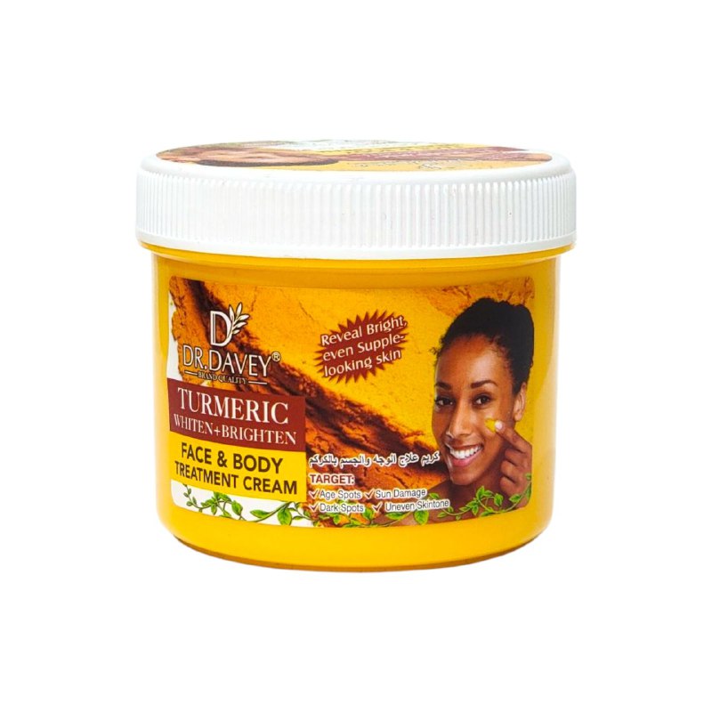 CREMA FACIAL TRATAMIENTO FACIAL Y CORPORAL DE CURCUMA BLANQUEADOR, REPARA LA APARIENCIA DE MANCHAS DE COLOR, ACNE, DEJA LA PIEL BRILLANTE Y SUAVE DR DAVEY BRAND QUALITY 300ML