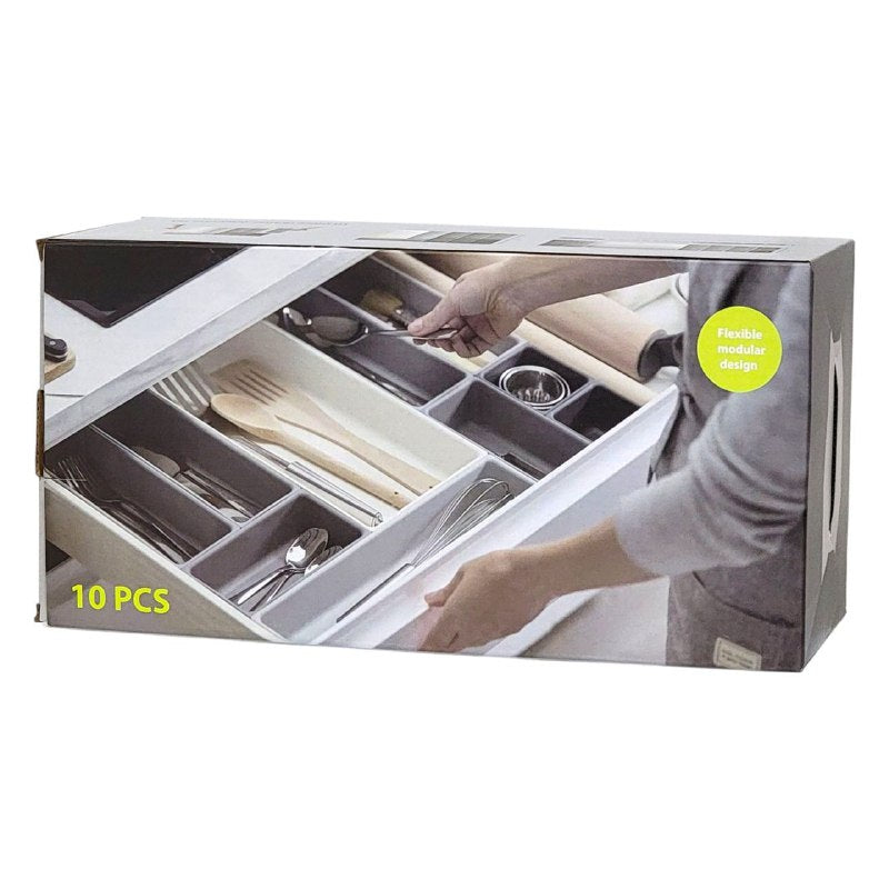 ORGANIZADOR DE GAVETAS DE COCINA JUEGO DE ORGANIZACION DE CAJON PARA CUBIERTOS, TENEDORES, UTENSILIOS, PAPELERIA, HERRAMEINTAS, ETC, DISEÑO MODULAR PERSONALIZABLE 10UND