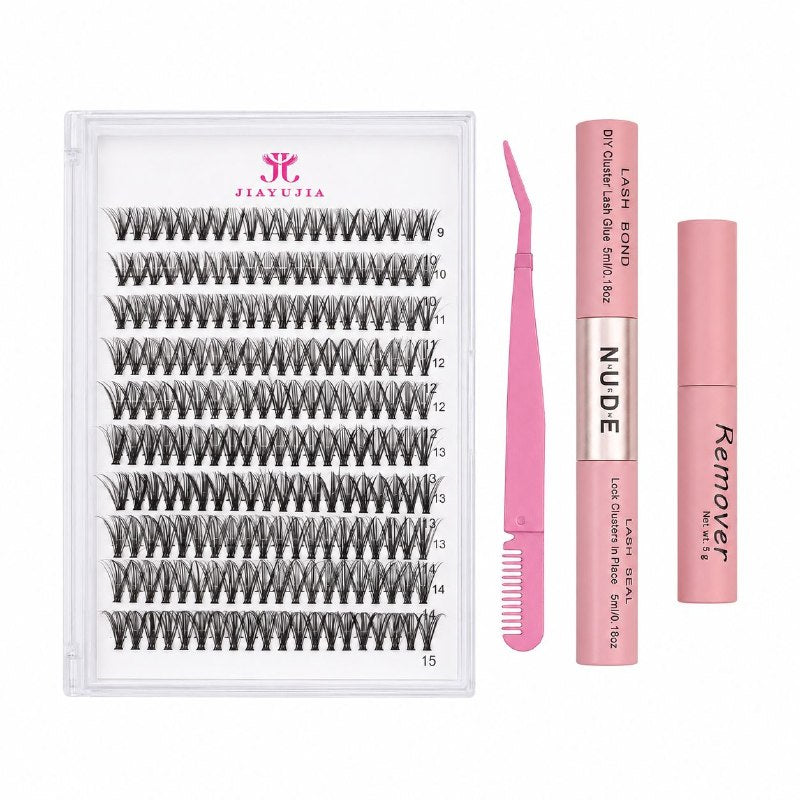 SET DE EXTENSIONES DE PASTAÑAS POSTIZAS CON CEPILLO, APLICADOR PINZAM ADHESIVO Y SELLADOR JIAYUJIA
