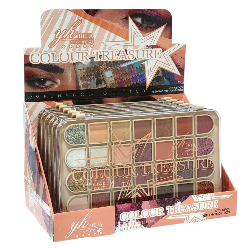 PALETA DE SOMBRA DE OJOS CON BRILLO 28 TONOS YH BEJA COSMETICS 38.4G