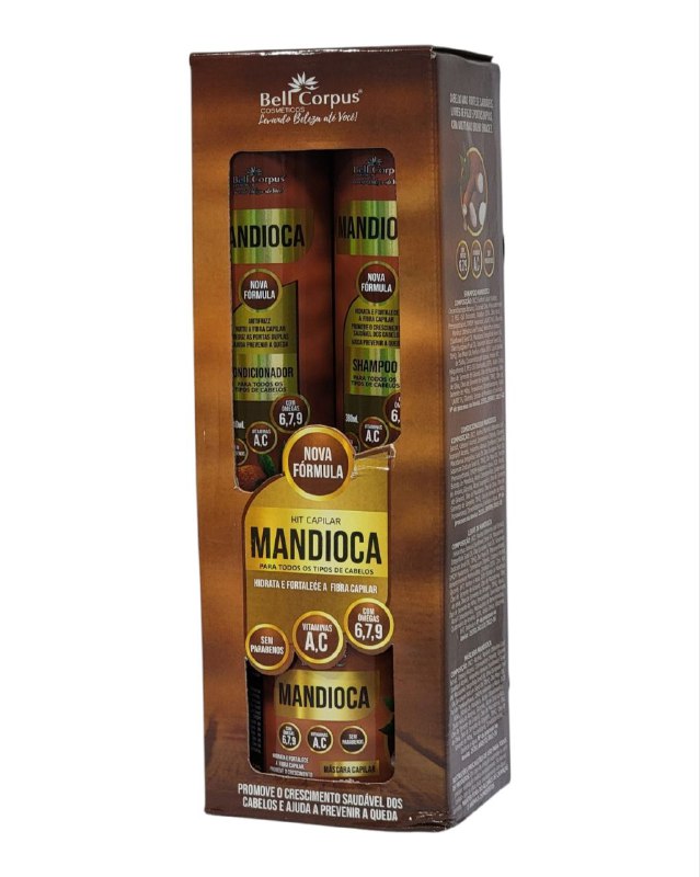 SET DE CUIDADO PARA EL CABELLO 4PCS MANDIOCA BELL CORPUES COSMETICS
