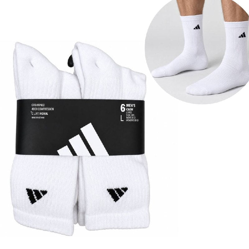 CALCETA MEDIA PANTORRILLA ADIDAS ORIGINAL 6 PARES TALLA HOMBRE 8-12 TALLA MUJER 10-13
