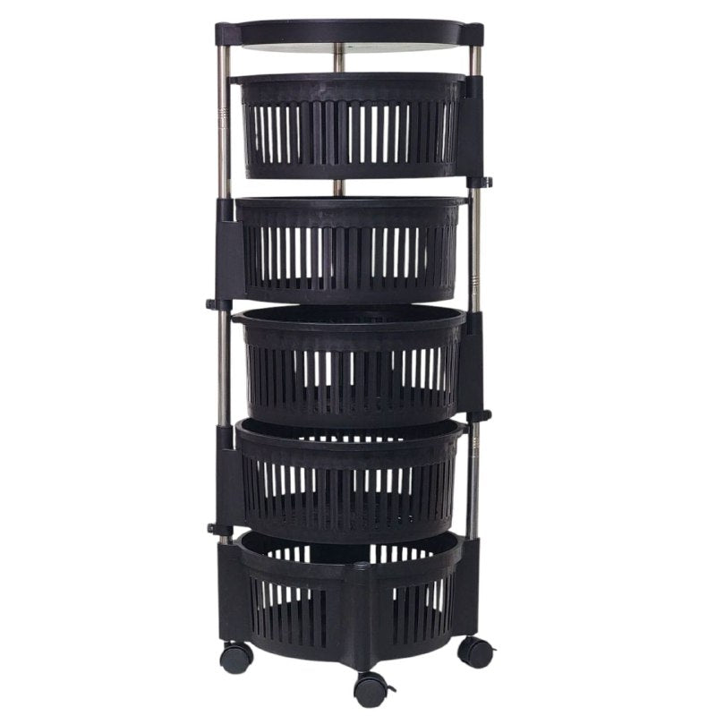 ESTANTE ORGANIZADOR DE ALMACENAMIENTO, CARRITO CON LLANTAS DE BLOQUEO, GIRATORIO DESMONTABLE, AHORRA ESPACIO EN COCINA, 5 NIVELES PARA FRUTAS O VERDURAS