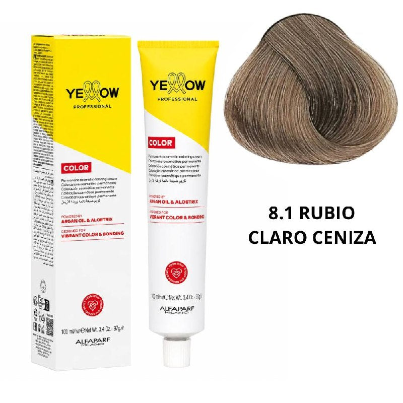 TINTE PERMANENTE PARA EL CABELLO CON ACEITE DE ARGAN Y ALOETRIX TONO 8.1 RUBIO CLARO CENIZA ALFAPARF 100ML