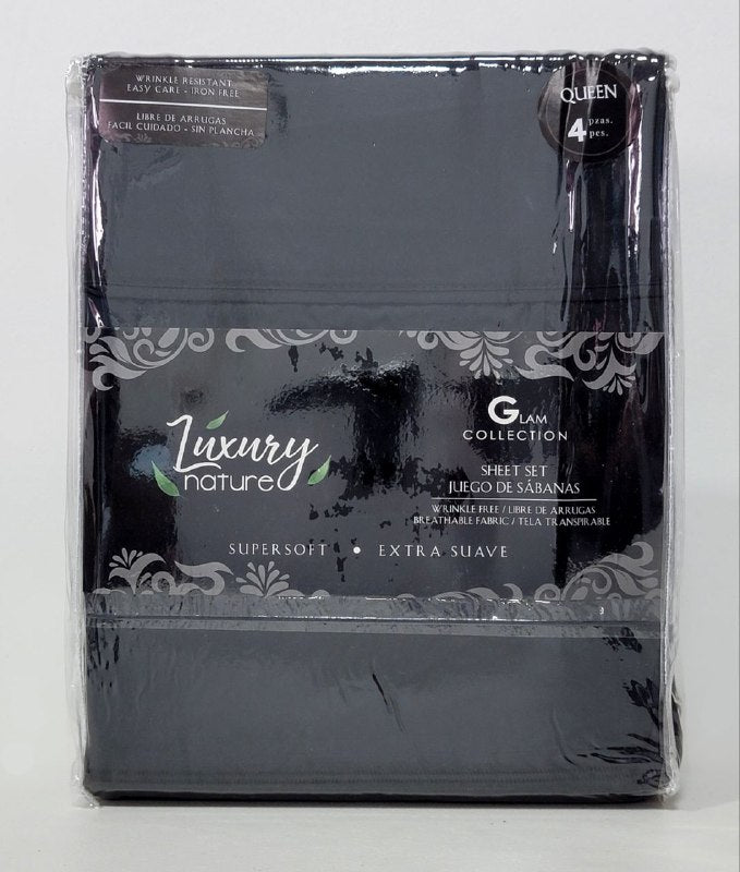 JUEGO DE SABANA CAMERA COMPLETO DE 4 PIEZAS QUEEN LUXURY NATURE GLAM COLLECTION