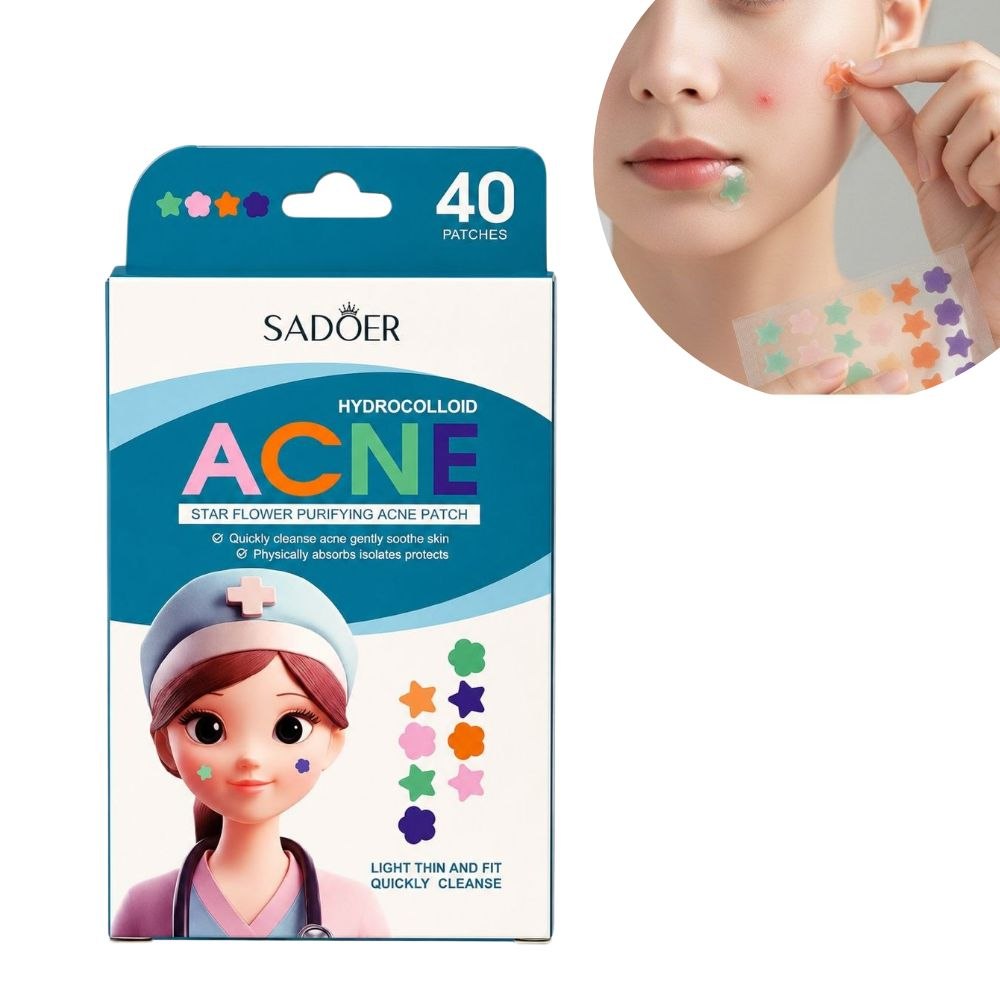 PARCHE PARA EL ACNE HIDROCOLOIDE, NO IRRITA LA PIEL, ABSORCION EFECTIVA, DEJA LA PIEL SUAVE Y DELICADA SADOER 40UND
