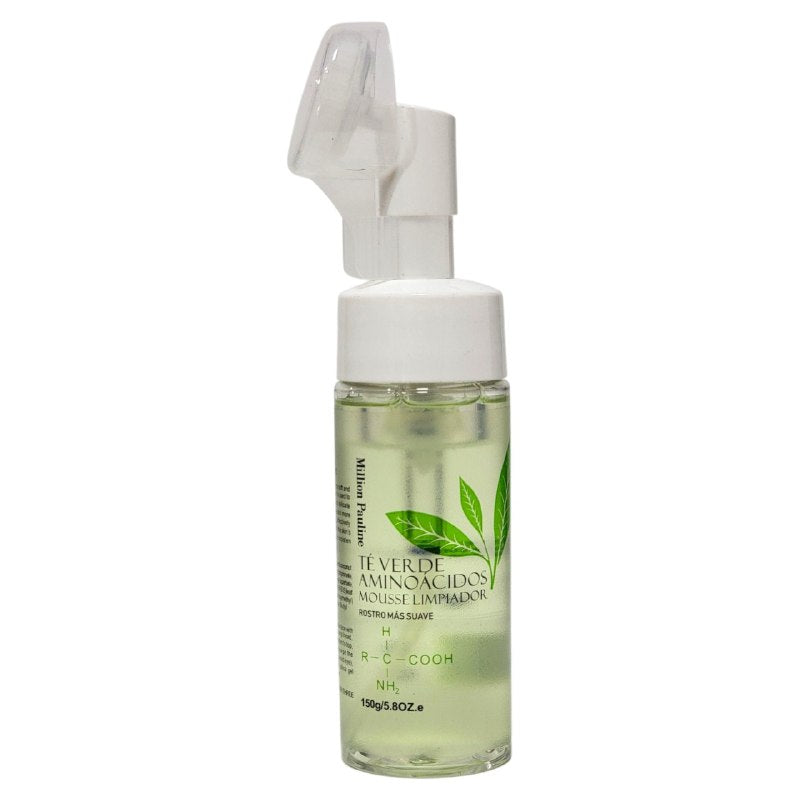 LIMPIADOR FACIAL EN ESPUMA DE EXTRACTO DE TE VERDE CON CEPILLO MASAJEADOR MILLION PAULINE 150G