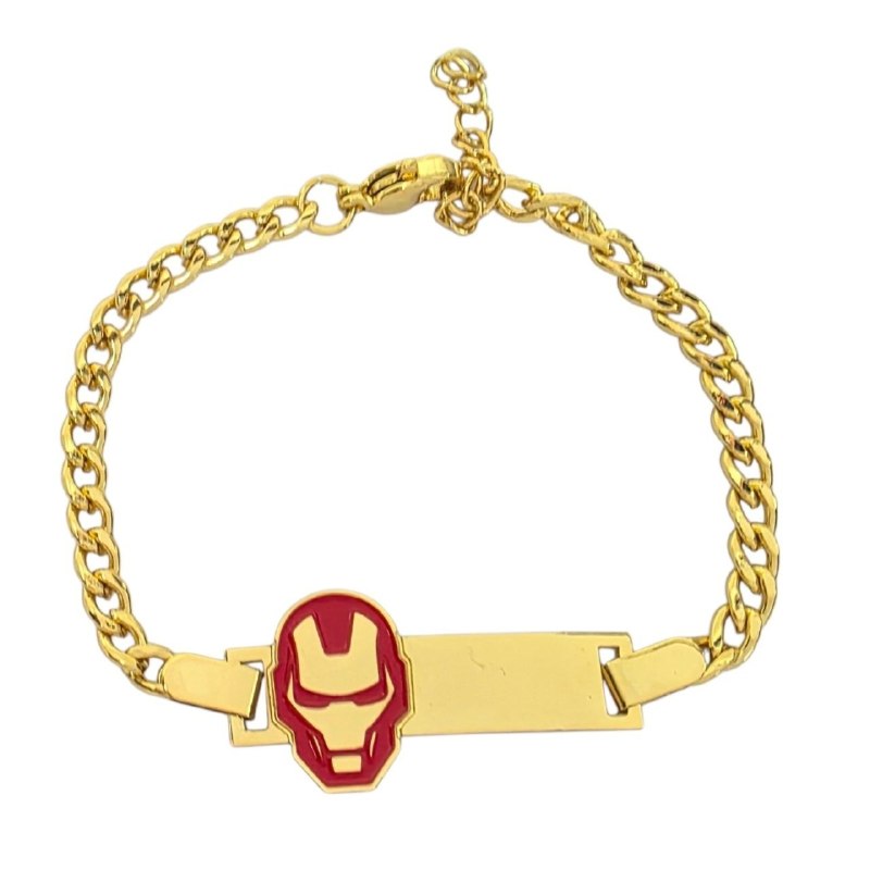 PULSERA DE ENCHAPE PARA NIÑO CON DISEÑO DE IRONMAN 21CM