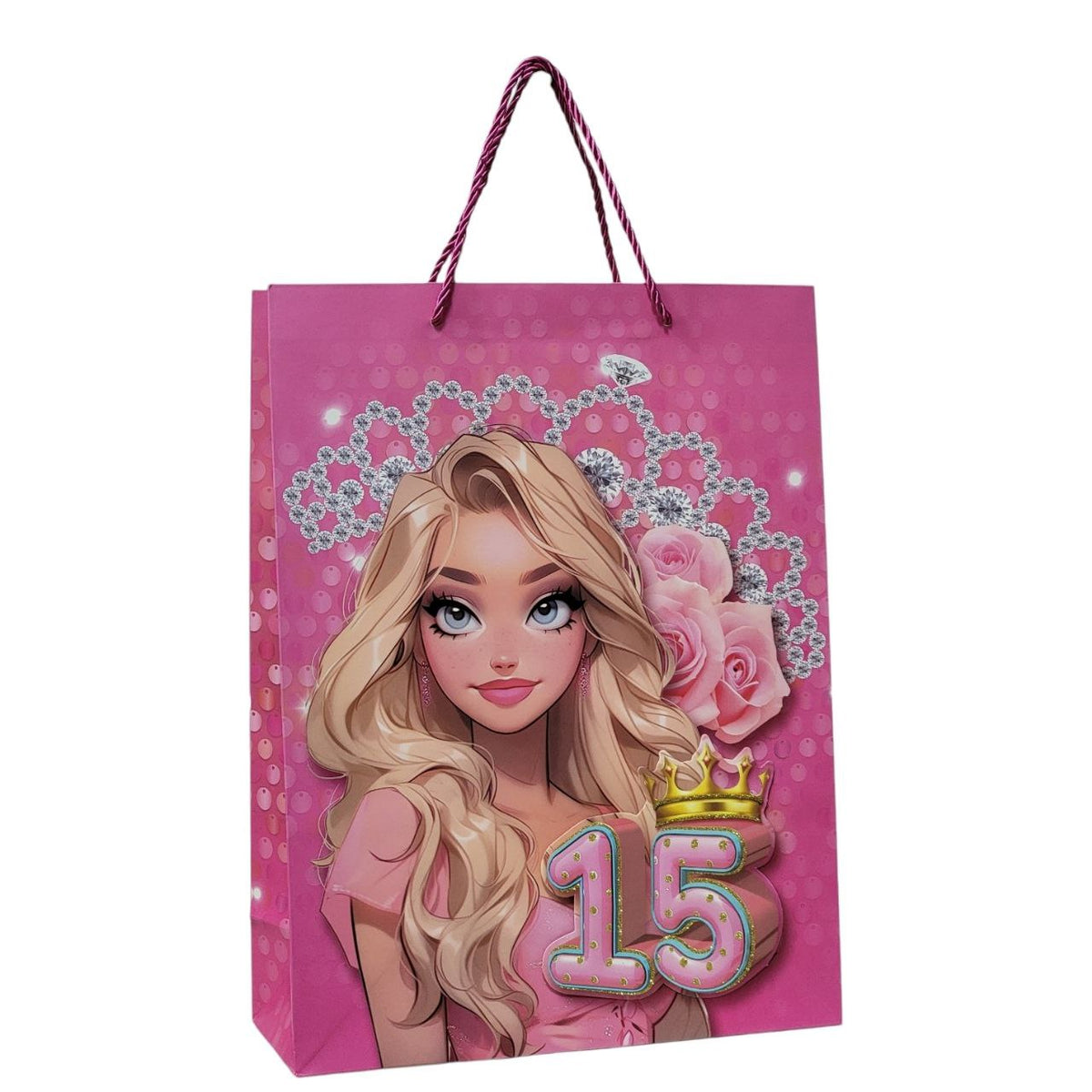 BOLSA DE REGALO PARA 15 AÑOS GRANDE 30X40X12CM