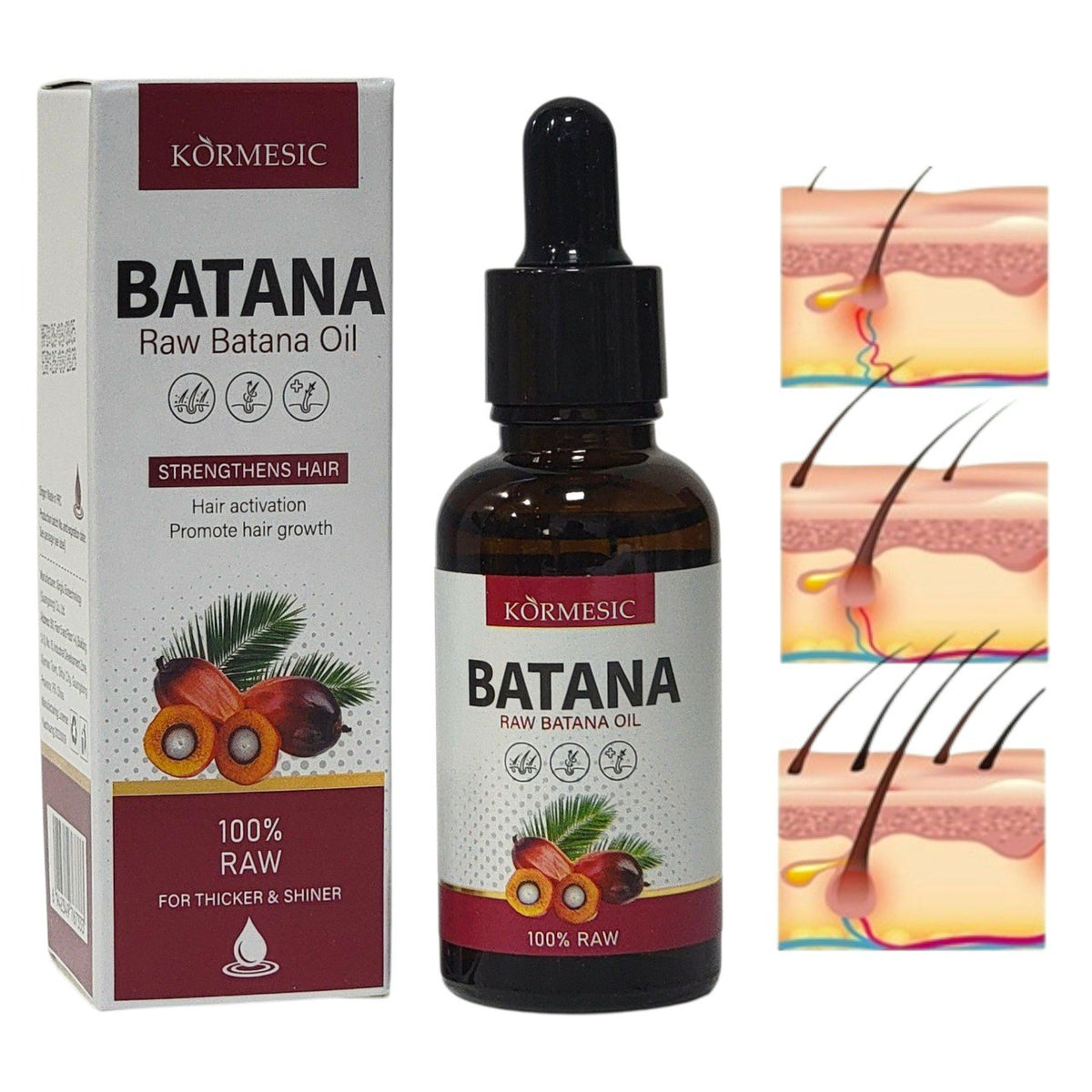ACEITE PARA EL CABELLO DE BATANA CRUDO ESTIMULANTE REPARADOR KORMESIC 30G