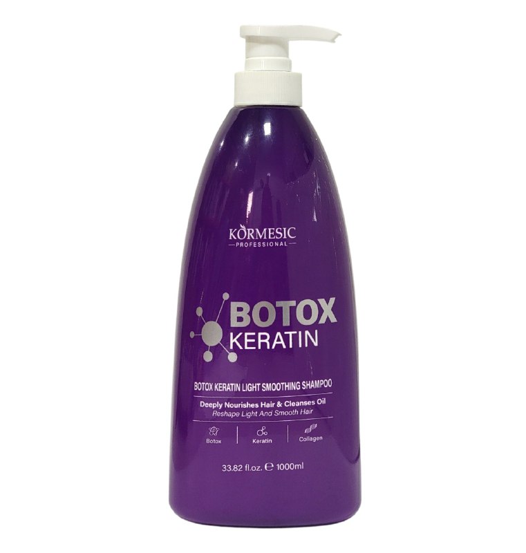 SHAMPOO ALISANTE DE QUERATINA Y BOTOX NUTRE LIMPIA Y REMODELA EL CABELLO KORMESIC 1000ML
