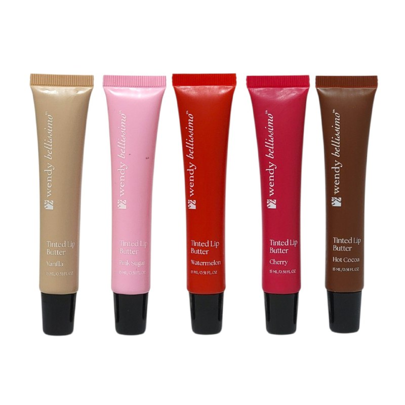 SET DE BRILLO LABIAL MANTEQUILLAS SELLAN HUMEDAD DEJANDOLOS SUAVES TODO EL DIA 5PCS WENDY BELLISIMO 15MLX5 (DUPE DE FRIDAY SUMMER)