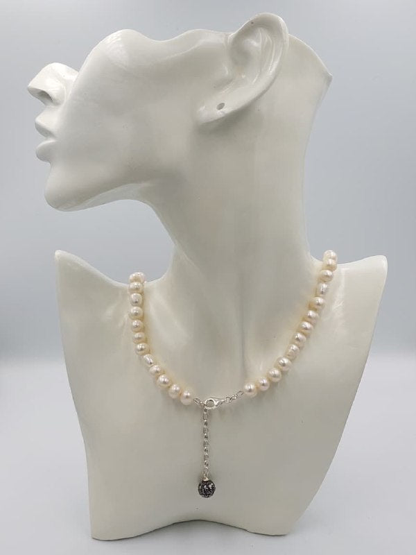 COLLAR DE JOYERIA ARTESANAL DE PLATA 9.25 DE PERLA DE RÍO ALECOLL003