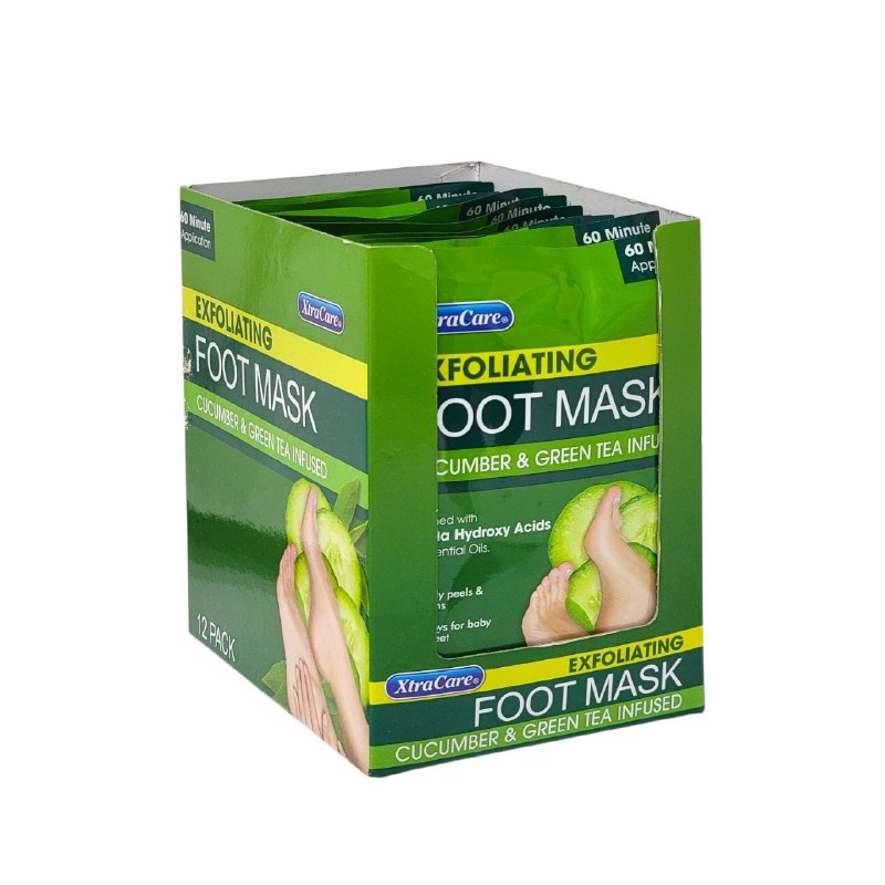 MASCARILLA PARA PIES EXFOLIANTE DE PEPINO Y TE VERDE SUAVIZANTE XTRACARE 1PAR