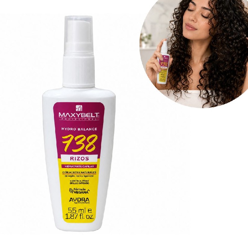 TONICO CAPILAR HIDRATANTE Y DEFINIDOR PARA CABELLOS RIZADOS CON ACEITE DE ARGAN, COCO Y AGUACATE 738 MAXYBELT 55ML
