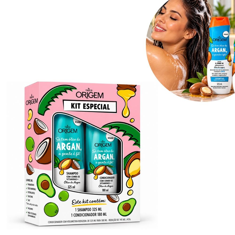 SET DE SHAMPOO Y ACONDICIONADOR NAZCA ORIGEM CON ACEITE DE ARGÁN 2PCS