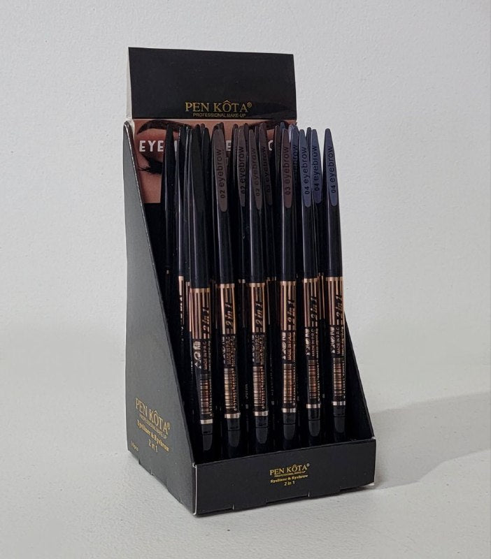 DELINEADOR EN LAPIZ DE OJOS Y CEJAS 2 EN 1, 4 TONOS PEN KOTA PROFESIONAL MAKE UP