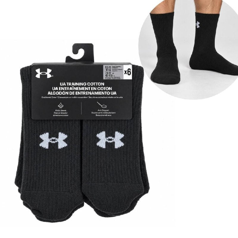 CALCETA MEDIA PANTORRILLA ACOLCHADA UNDER ARMOUR ORIGINAL UNISEX 6 PARES TALLA HOMBRE 8.5-13 TALLA MUJER 10-14