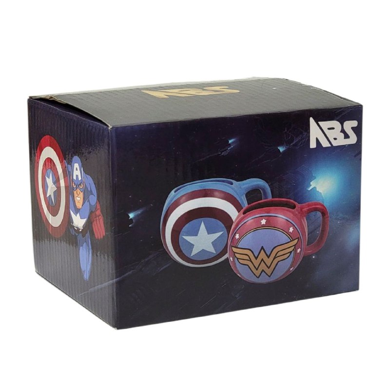TAZA DE CERAMICA, RESISTENTE AL CALOR, MANGO CREATIVO DISEÑO ABS MARVEL CAPITAN AMERICA