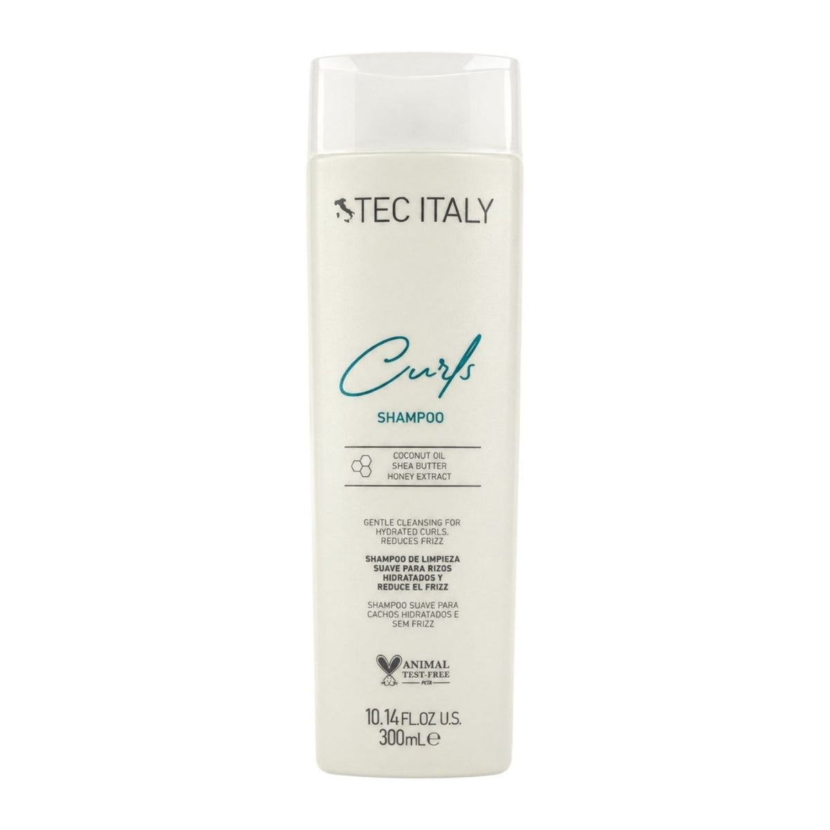 SHAMPOO PARA CABELLO RIZADO CON ACEITE DE COCO MANTECA DE KARITE Y EXTRACTO DE MIEL TEC ITALY 300ML