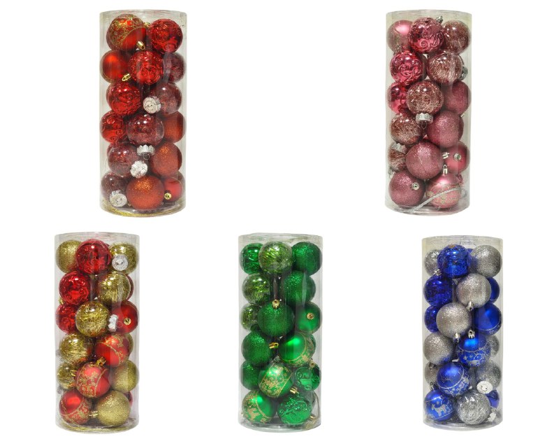 DECORACION ADORNO NAVIDEÑO PAQUETE DE 24 BOLAS DECORATIVAS,6 CM 42X70X64 IDEALES PARA DARLE UN TOQUE UNICO A TU ARBOL DE NAVIDAD
