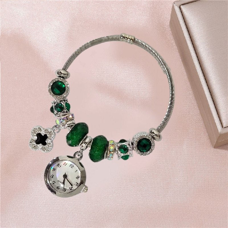 RELOJ ECONOMICO ESTILO PANDORA PARA DAMA DE ACERO CON BAÑO DE ENCHAPE