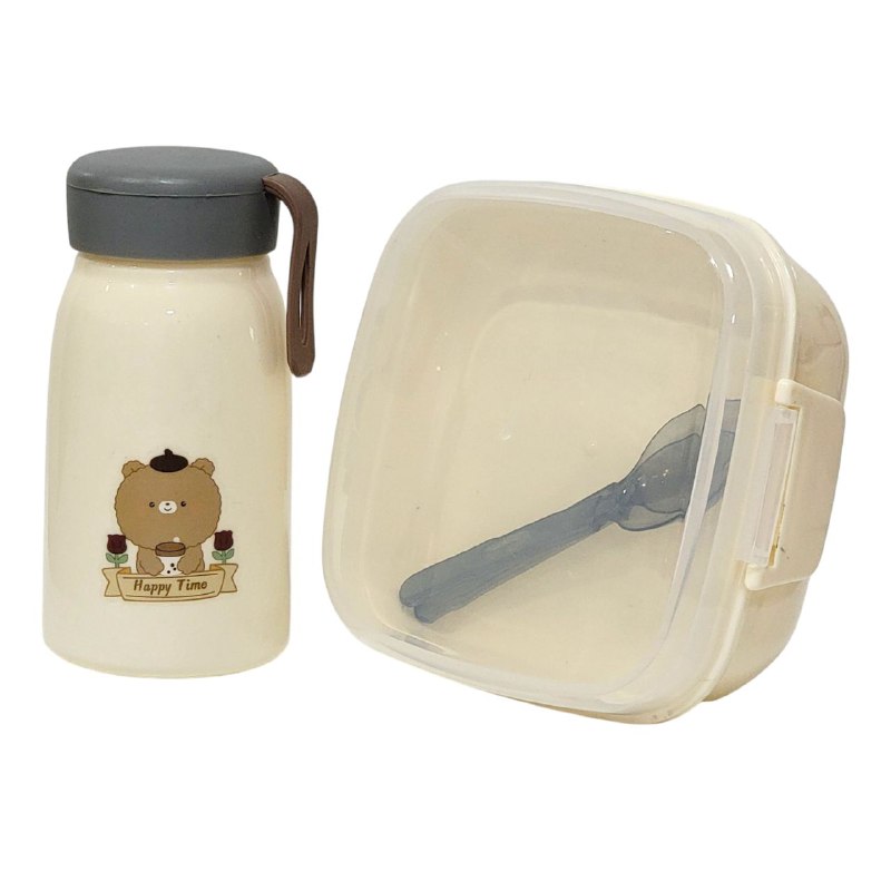 SET DE LONCHERA CON CUBIERTOS, BOTELLA Y STICKERS DECORATIVOS PARA NIÑOS