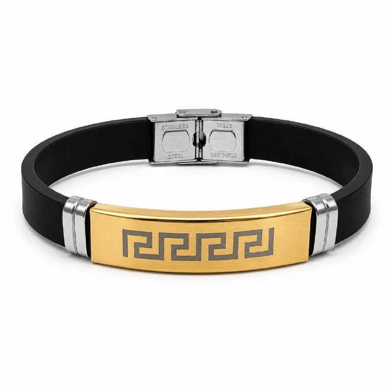 PULSERA DE ENCHAPE PARA CABALLERO, DISEÑO LINEAS 21CM